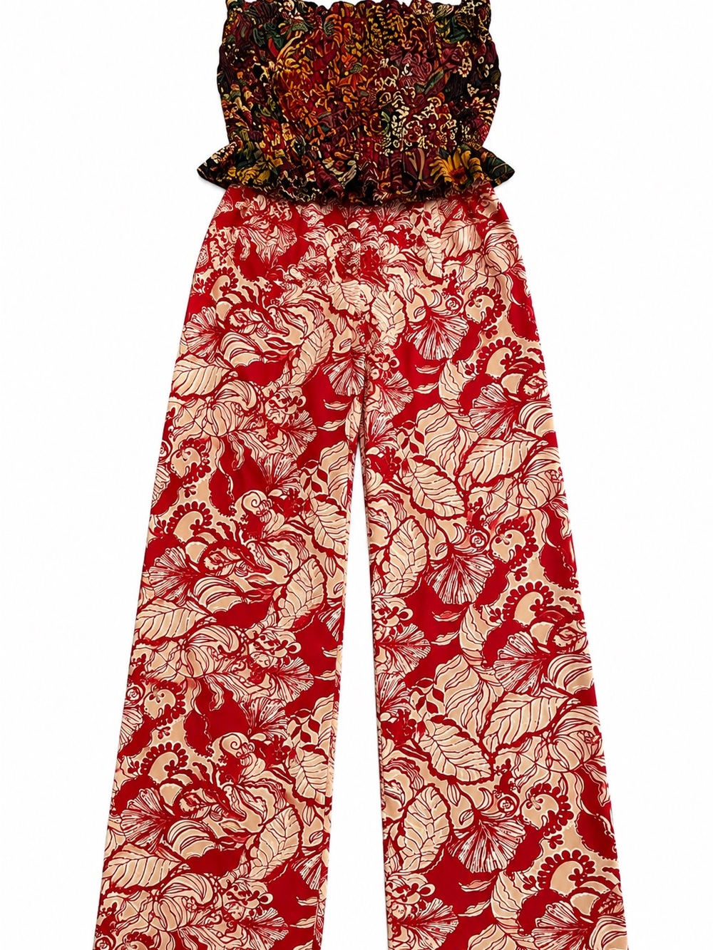 Maeve Anthropologie Floral Top Lilly Pulitzer Wide Leg Pants XS/S Two Piece Set